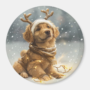 Aimant Chiot de Noël Golden Retriever
