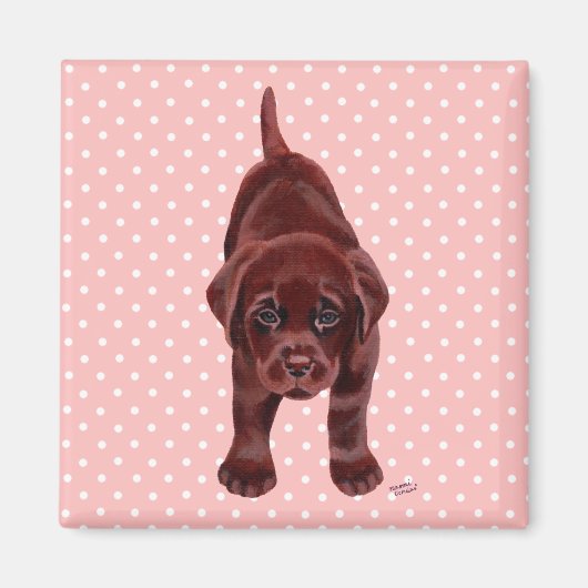 Aimant Chiot du Labrador au chocolat (Devant)