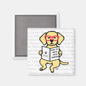 Aimant Chiot du Labrador jaune hipster (Recto/Verso)