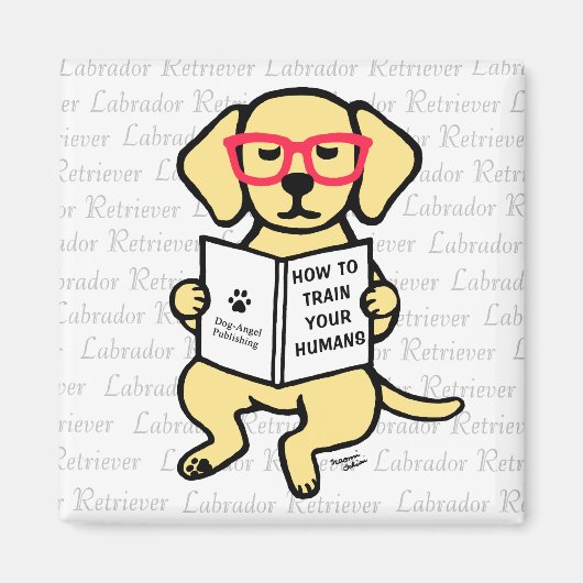 Aimant Chiot du Labrador jaune hipster (Devant)