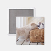 Aimant Chiot et lapin (Recto/Verso)