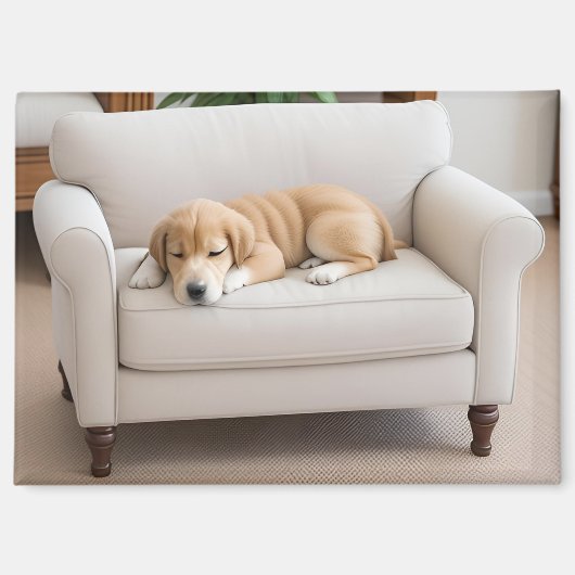 Aimant Chiot Golden Retriever Endormi (Recto)