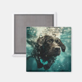Aimant Chiot labrador nageant sous l'eau Design (Recto/Verso)