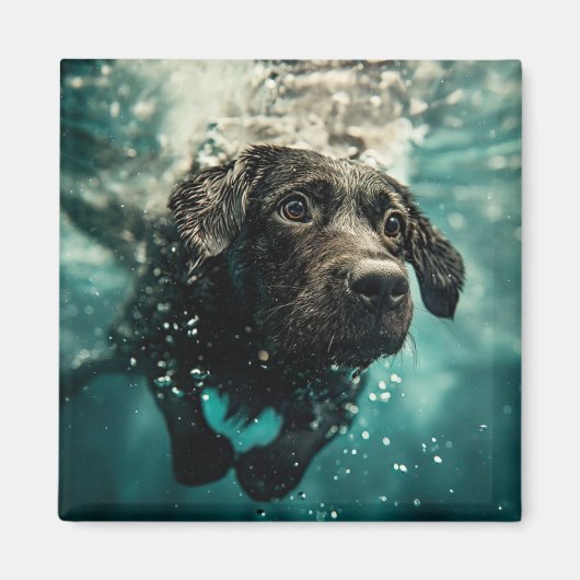 Aimant Chiot labrador nageant sous l'eau Design (Devant)