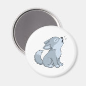 Aimant Chiot loup hurlant de dessin animé mignon (Recto/Verso)