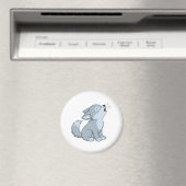 Aimant Chiot loup hurlant de dessin animé mignon (In Situ (Lave-vaisselle))