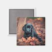 Aimant Chiot noir du laboratoire (Recto/Verso)