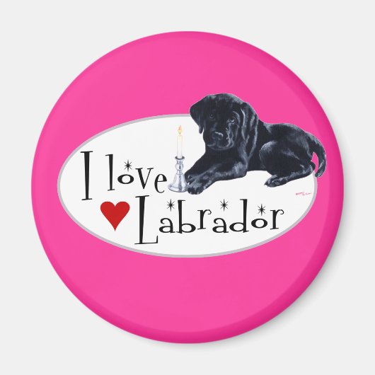 Aimant Chiot noir Labrador (Devant)