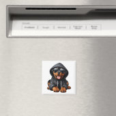 Aimant Chiot Rottweiler en Sweatshirt à capuchon (In Situ (Lave-vaisselle))