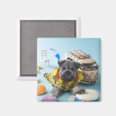 Aimant Chiot Schnauzer miniature et vacances d'été (Recto/Verso)