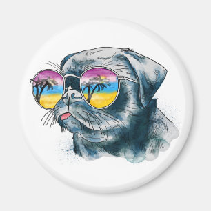 Aimant Chiot tropical d'aquarelle
