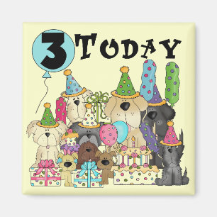 Aimant Chiots 3e anniversaire Bash Tshirts et cadeaux