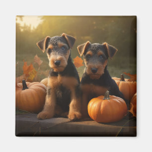 Aimant Chiots Airedale Automne Délice Citrouille