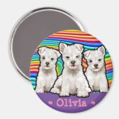 Aimant Chiots arc-en-ciel de forme personnalisée. (Recto/Verso)