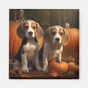 Aimant Chiots Beagle Autumn Delight Citrouille