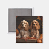Aimant Chiots Cocker Spaniel Délice d'Automne Citrouille  (Recto/Verso)