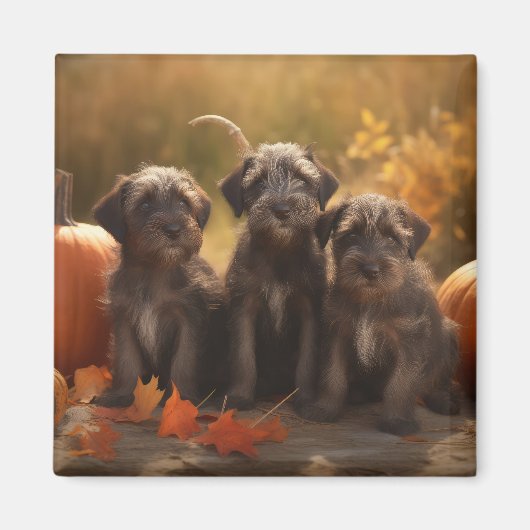 Aimant Chiots Griffon à poil dur pointer en Automne (Devant)