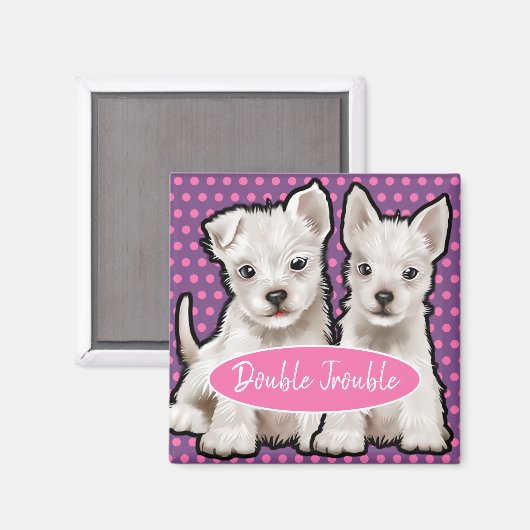 Aimant Chiots mignons d'aimant de problème fait sur (Recto/Verso)