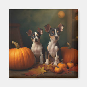 Aimant Chiots Rat Terrier Délice d'Automne Citrouille