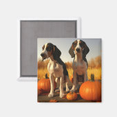 Aimant Chiots Treeing Walker Coonhound Citrouille d'Autom (Recto/Verso)