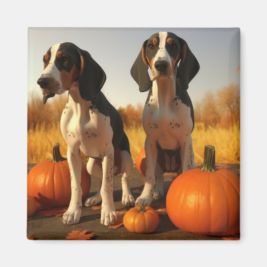 Aimant Chiots Treeing Walker Coonhound Citrouille d'Autom (Devant)
