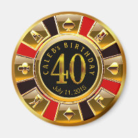 Chip Casino Vegas 40e anniversaire | or rouge noir