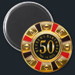 Aimant Chip Casino Vegas 50e anniversaire | or rouge noir<br><div class="desc">Un aimant très cool rouge,  or et noir Las Vegas Birthday Casino Chip gardien de saké de faveur. Utilisez le bouton PERSONNALISER IT pour ajouter votre propre texte.</div>