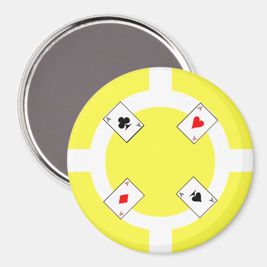 Aimant Chip de poker - Jaune (Recto/Verso)