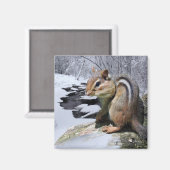 Aimant Chipmunk dans la neige (Recto/Verso)