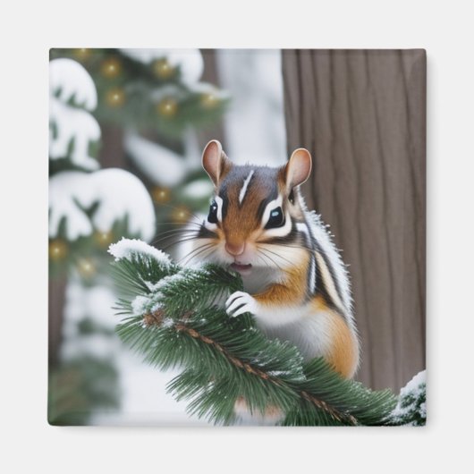 Aimant Chipmunk de Noël (Devant)