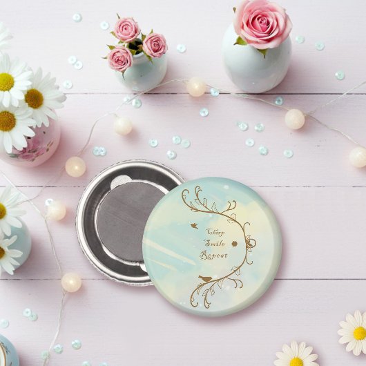 Aimant Chirpe Bleue Bébé, Sourire, Répéter