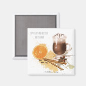 Aimant Chocolat Chaud Cinnamon Orange Saison Salutations (Recto/Verso)