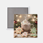 Aimant Chocolat Chaud et Biscuits au Sucre | Noël (Recto/Verso)