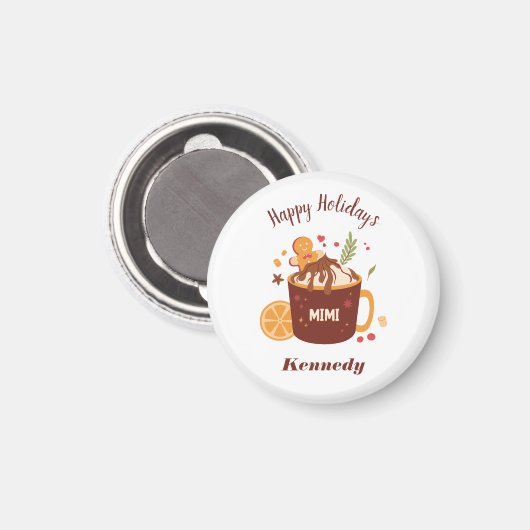 Aimant Chocolat chaud mignon avec pain d'épices (Recto/Verso)