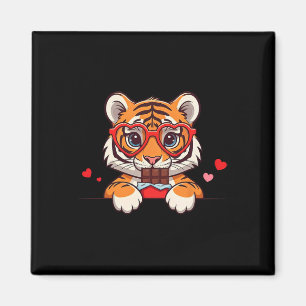 Aimant Chocolat coeur de tigre drôle Saint-Valentin Tigre