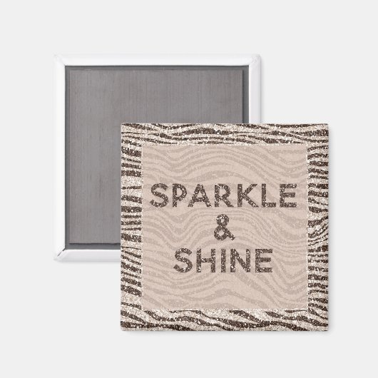 Aimant Chocolat Crème Brown Blush Zebra Parties scintilla (Recto/Verso)