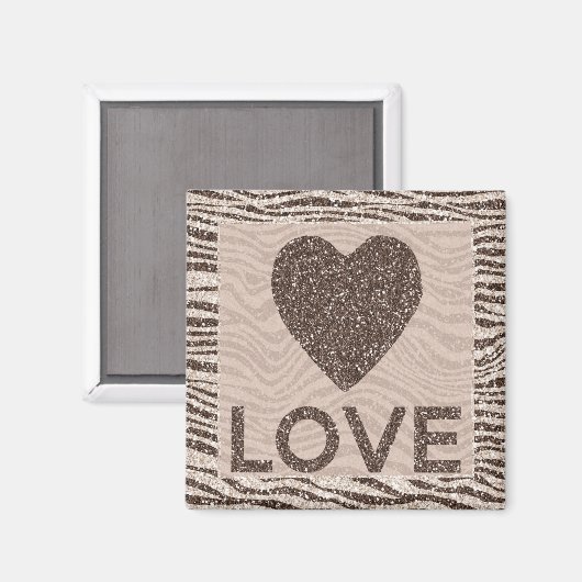 Aimant Chocolat Crème Brown Blush Zebra Parties scintilla (Recto/Verso)