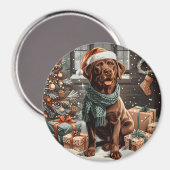 Aimant Chocolat de Noël Labrador Retriever Chien (Recto/Verso)