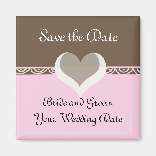 Aimant Chocolat et Rose Save the Date (Devant)