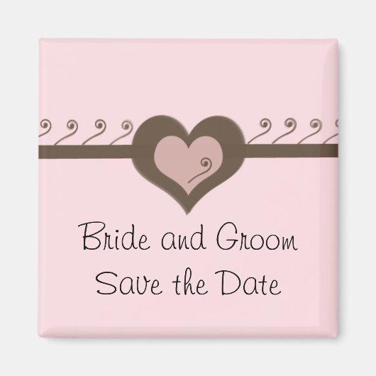 Aimant Chocolat et Rose Save the Date (Devant)