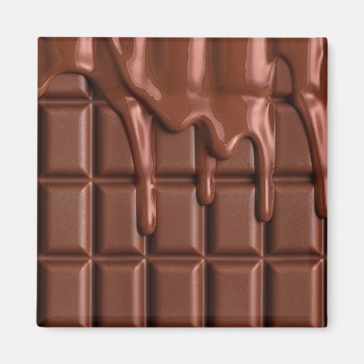 Aimant Chocolat fondu au-dessus d'un bloc de chocolat (Devant)