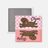 Aimant Chocolat Labrador Chiot Propre / Lave-vaisselle sa (Recto/Verso)