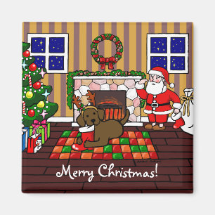 Aimant Chocolat Labrador et bande dessinée de Noël de