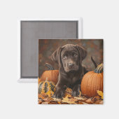 Aimant Chocolat Labrador Retriever Automne (Recto/Verso)