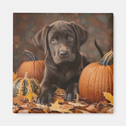 Aimant Chocolat Labrador Retriever Automne (Devant)