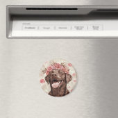 Aimant Chocolat Labrador Retriever Chien Rose Floral (In Situ (Lave-vaisselle))