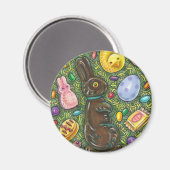 AIMANT CHOCOLAT PÂQUES BUNNY, POULET, OEUFS, JELLY BEANS (Recto/Verso)
