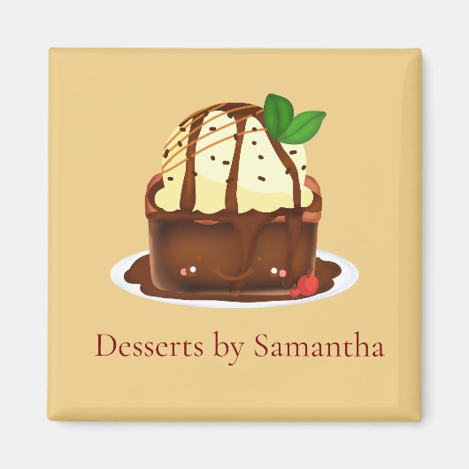 Aimant Chocolate Brownie With Vanilla Ice Cream (Devant)