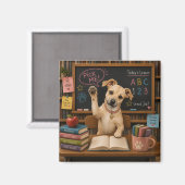 Aimant Choisis-moi ! Chien d'école mignon levant la patte (Recto/Verso)