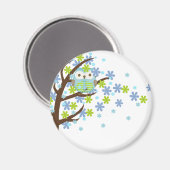 Aimant Chouette à vent bleue (Recto/Verso)